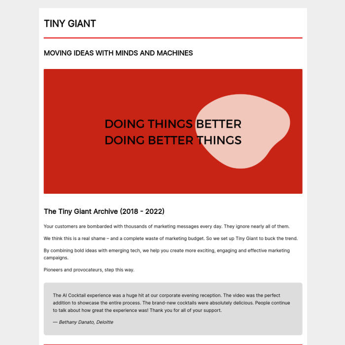 Tiny Giant project archive